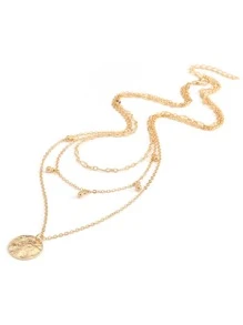 Round Decor Layered Chain Necklace