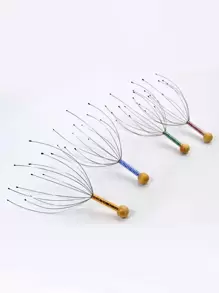 1入組隨機色章魚頭頭皮按摩器帶滾動球