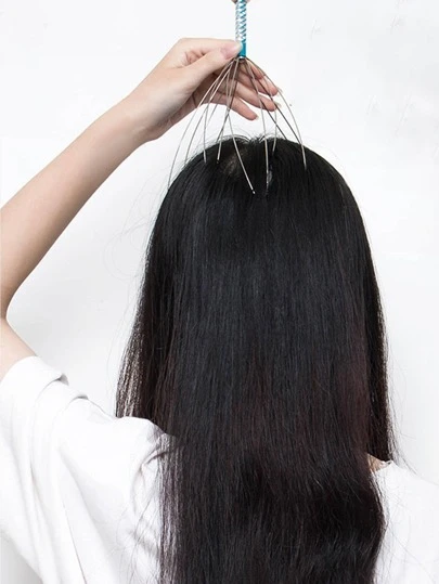 1入組隨機色章魚頭頭皮按摩器帶滾動球