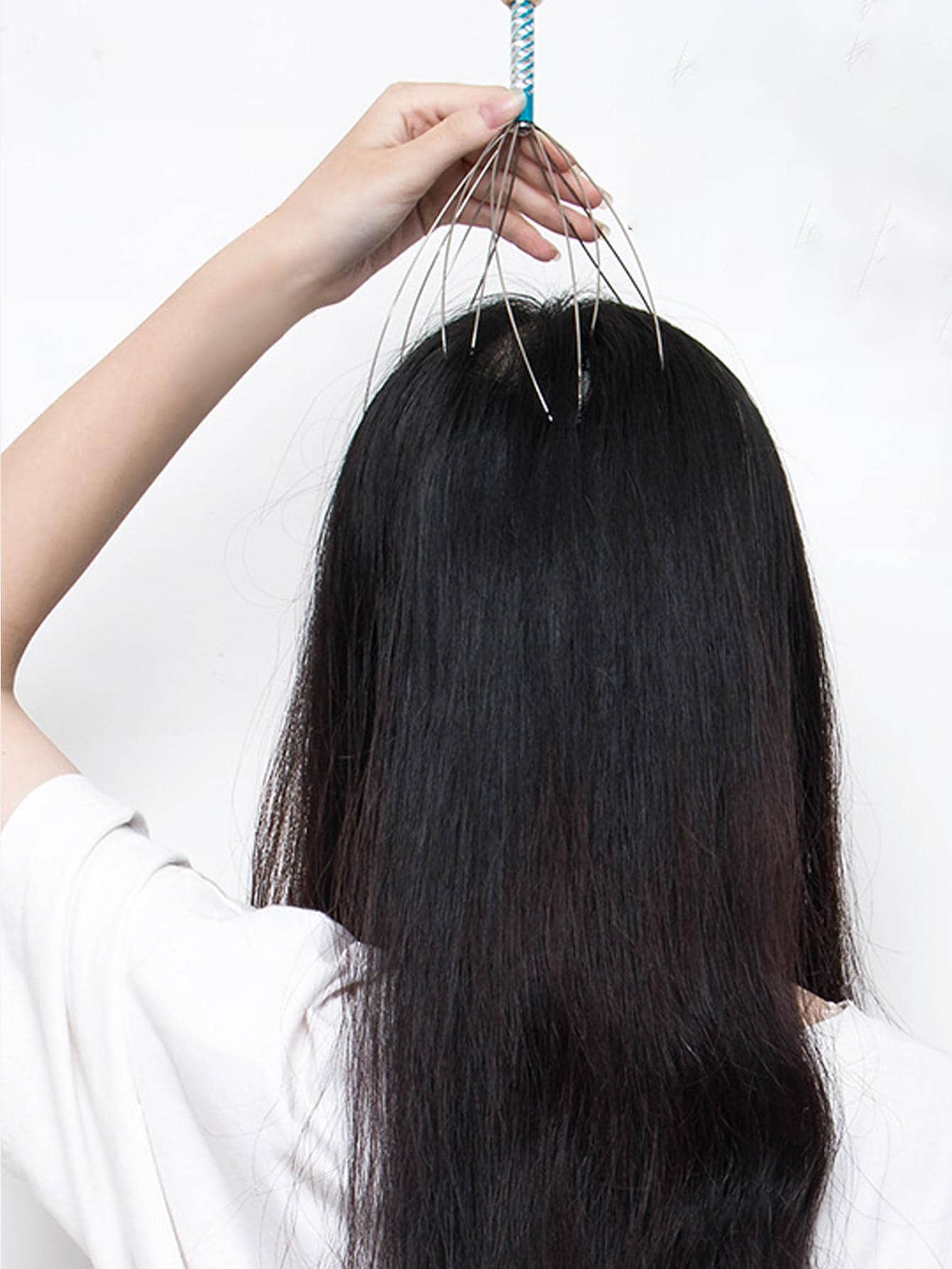 1入組隨機色章魚頭頭皮按摩器帶滾動球