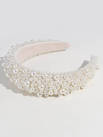 1pc Women's Colorful Fashionable Beaded Hairband With Faux Pearls, Suitable For Daily Wear Elegant Tiaras,Hairband,Hair Hoop Headbands Hair Accessories