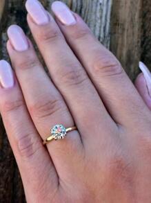 Cubic Zirconia Decor Ring - Gold - View 3
