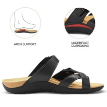 Women Arch Support Slide Sandals Summer Adjustable Orthopedic Flip Flops - Black - View 3