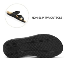 Women Arch Support Slide Sandals Summer Adjustable Orthopedic Flip Flops - Black - View 4