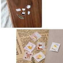 1pc Cake & Coffee Pattern Assorted Sticker, Multi-Purpose Decorative Sticker For DIY Craft, Hand Account Decoration,School Supplies,Back To School - Multicolor - View 5