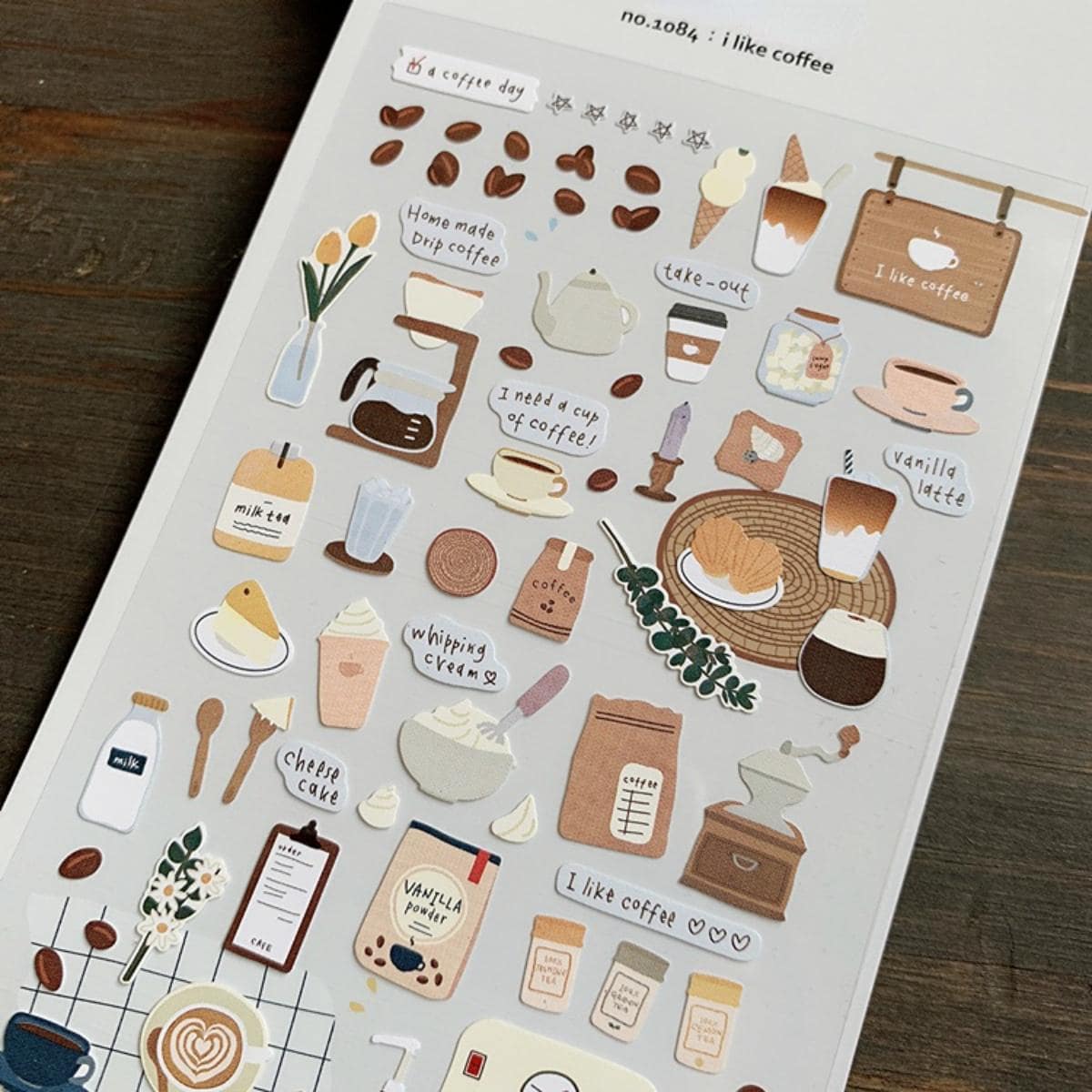 1pc Cake & Coffee Pattern Assorted Sticker, Multi-Purpose Decorative Sticker For DIY Craft, Hand Account Decoration,School Supplies,Back To School - Multicolor - View 1