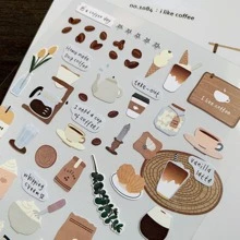 1pc Cake & Coffee Pattern Assorted Sticker, Multi-Purpose Decorative Sticker For DIY Craft, Hand Account Decoration,School Supplies,Back To School - Multicolor - View 4