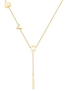 字母裝飾Y字項鍊 - 金色 - 查看 6