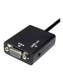 Cabo Adaptador Conversor  Para Vga Com Saída P2 De Áudio - Preto - Visão 2
