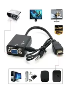 Cabo Adaptador Conversor  Para Vga Com Saída P2 De Áudio - Preto - Visão 1