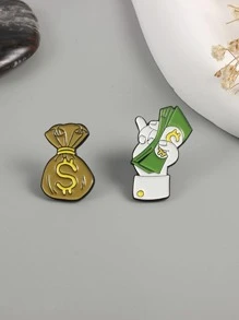 2 stks/set Geldzak Ontwerp Broche