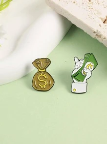 2 stks/set Geldzak Ontwerp Broche