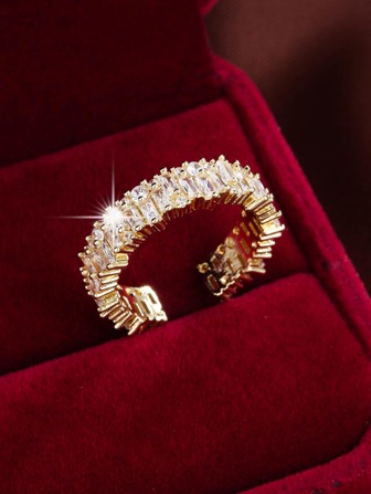 Anillo abierto zirconia cúbica adorno