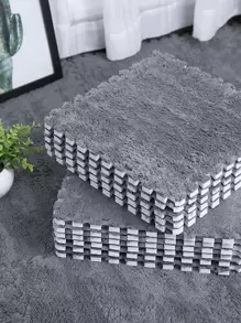 2pcs Solid Fuzzy Rug, Modern Fiber Floor Carpet For Living Room And Bedroom ,Room Decor - View 7