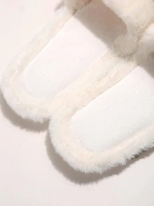 女性水鑽裝飾毛茸茸臥室時尚淺褐色的家居拖鞋