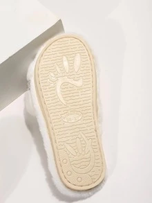 女性水鑽裝飾毛茸茸臥室時尚淺褐色的家居拖鞋