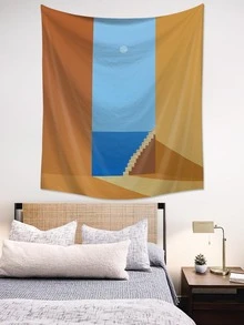 1pc Geometric Pattern Tapestry, Fabric Wall Blanket For Home Wall Decor - Multicolor - View 4