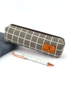 1 Túi Đựng Văn Phòng Phẩm Họa Tiết Kẻ Sọc, Túi Đựng Văn Phòng Phẩm Di Động Hiện Đại Cho Trung Học Cao Đẳng & Văn Phòng - Xám - Xem 1