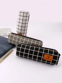 1 Túi Đựng Văn Phòng Phẩm Họa Tiết Kẻ Sọc, Túi Đựng Văn Phòng Phẩm Di Động Hiện Đại Cho Trung Học Cao Đẳng & Văn Phòng - Xám - Xem 5