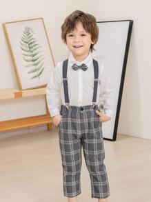 Đứa bé trai Nơ mặt trước Áo sơ mi & Kẻ sọc Quần Suspender - Nhiều màu - Xem 5