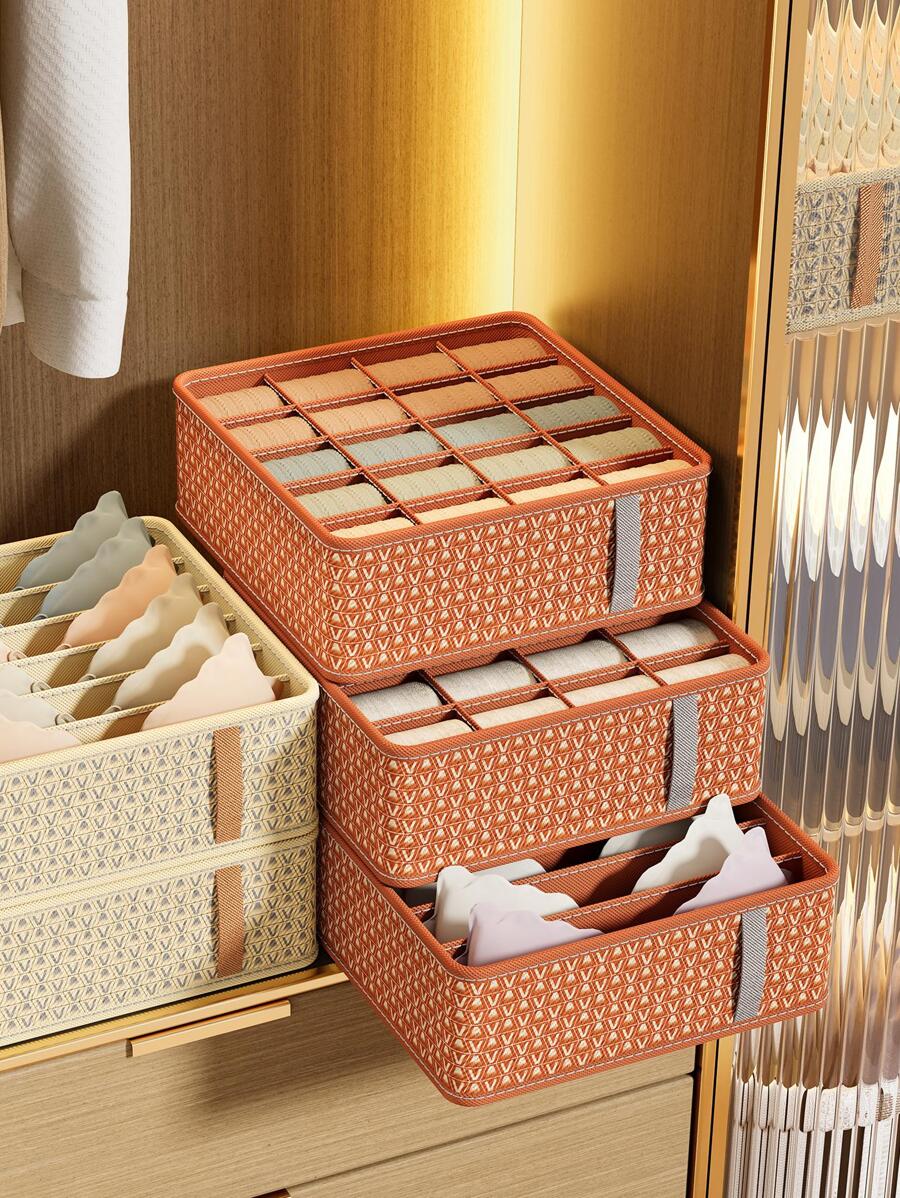 1 件几何图案内衣收纳盒装饰秋季装饰节日装饰房间装饰家居装饰秋季装饰卧室装饰 - 酒紅色 - 查看 1