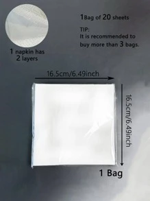 20pcs/set Paper Dinner Napkin, Minimalist Solid Color Disposable Napkin For Party - White - View 4