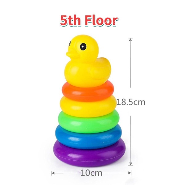 1set ABS Animal Rainbow Stacking Ring Tower Kids Montessoris Toy Early Education Teaching Aid
