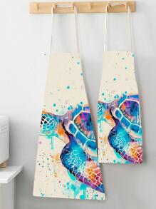 1 Tạp Dề In Hình Rùa Biển, Tạp Dề Sợi Cho Sân Vườn, Nhà Bếp, Việc Nhà - Nhiều màu - Xem 2