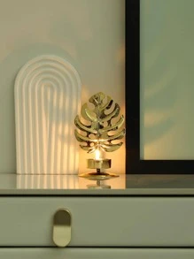 1pc Leaf Decor Candle Holder - Gold - View 2
