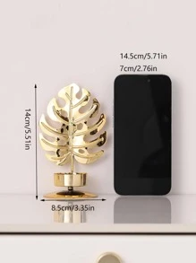 1pc Leaf Decor Candle Holder - Gold - View 4