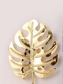 1pc Leaf Decor Candle Holder - Gold - View 5
