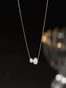 1 vòng cổ chuỗi trang trí ngọc trai giả thanh lịch cho phụ nữ để làm quà tặng - Bạc - Xem 2