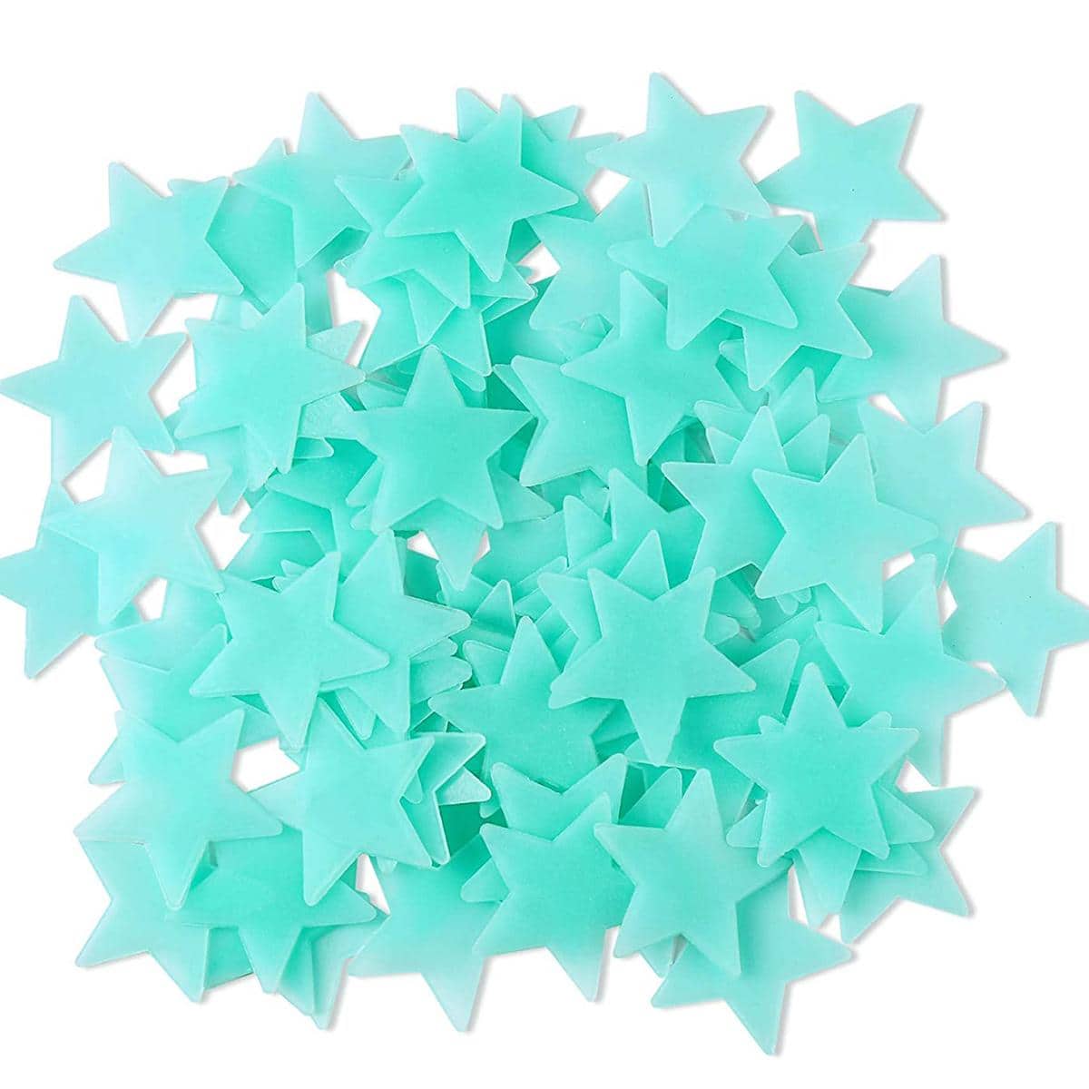 100 件夜光星形墙贴，现代 PVC 墙贴，用于家庭墙壁装饰，贴纸，墙贴，乙烯基贴花，用于家庭装饰，春季装饰品让您的家焕然一新，Rama 装饰贴纸礼物生日毕业 - 藍色 - 查看 1