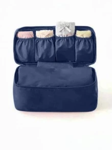 便攜式旅行專用聚酯纖維內衣襪子分隔收納包,時尚防水衣物收納袋,宿舍必備之品,簡約實用物品袋 - 藏蓝色 - 查看 2