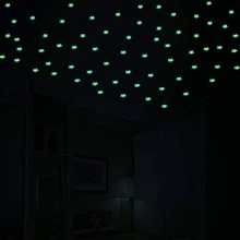 100 件夜光星形墙贴，现代 PVC 墙贴，用于家庭墙壁装饰，贴纸，墙贴，乙烯基贴花，用于家庭装饰，春季装饰品让您的家焕然一新，Rama 装饰贴纸礼物生日毕业 - 藍色 - 查看 4
