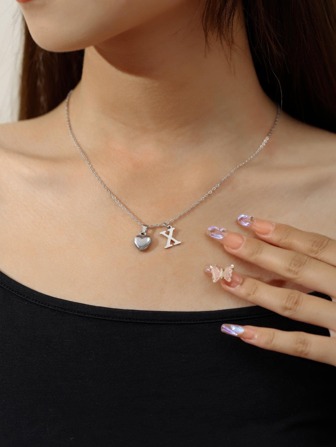 Heart & Letter Charm Necklace