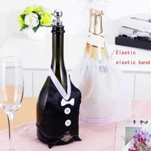 2入組婚禮新娘新郎洋裝玻璃香檳色杯子裝飾用品 - 黑與白 - 查看 1