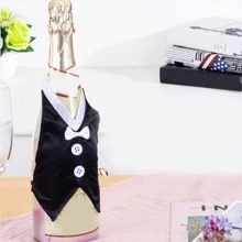2入組婚禮新娘新郎洋裝玻璃香檳色杯子裝飾用品 - 黑與白 - 查看 2