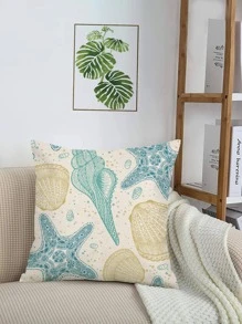 1入組海星和海螺印花靠墊套不附帶現代織物裝飾抱枕套適用於客廳和臥室 - 彩色 - 查看 2