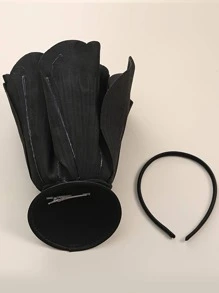 迷人的1入組女士花裝飾貝雷帽頭箍，適用於派對 - 查看 5