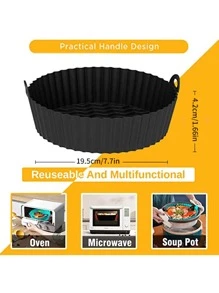 2 piezas unicolor freidora forro con moderno de silicona freidora forro para cocina - Negro - Ver 2