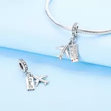 Travel Airplane Charms 925 Sterling Silver Pendant Fits Original Bracelet Necklace Women Dangle Bead DIY Jewelry Gift - Silver - View 3
