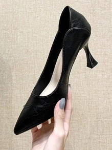 Giày cao gót Slip On dành cho nữ, Giày cao gót màu đen ngoài trời thanh lịch - màu đen - Xem 4