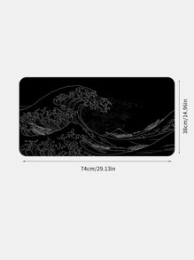 1 Miếng Lót Chuột Máy Tính Để Bàn Họa Tiết Sóng Biển Sáng Tạo Thảm Lót Chuột Đa Năng Cho Văn Phòng - màu đen - Xem 4