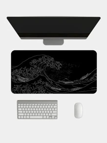 1 Miếng Lót Chuột Máy Tính Để Bàn Họa Tiết Sóng Biển Sáng Tạo Thảm Lót Chuột Đa Năng Cho Văn Phòng - màu đen - Xem 6