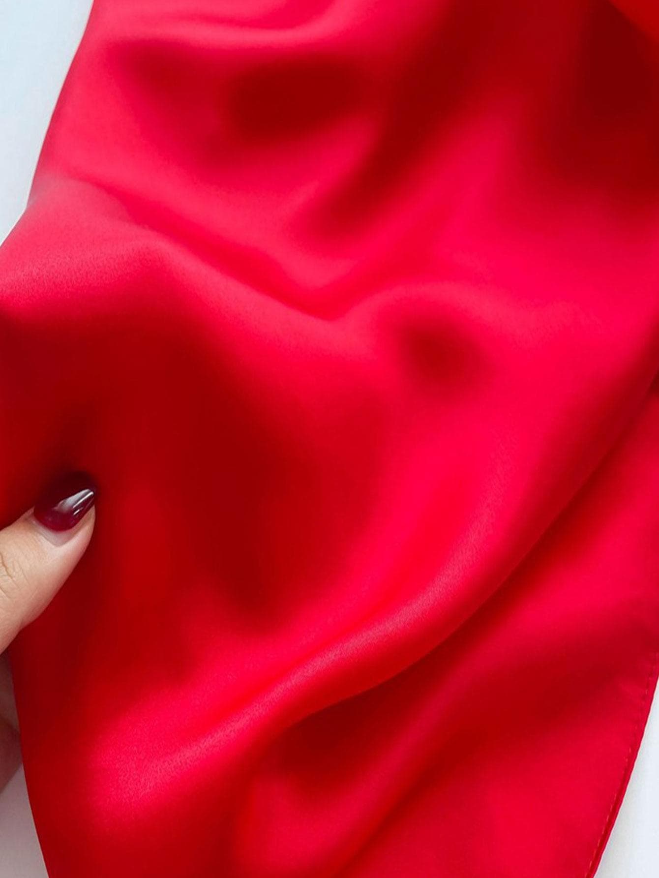 1pc Women's Solid Color Silk Scarf, Multi-Functional Fashionable Square Scarf For Headband, Waistband, Necktie, Handbag, Etc. Bandana,Hair Band,Head Band Ideal For Dressing Up Your Look  Christmas - Red - View 3