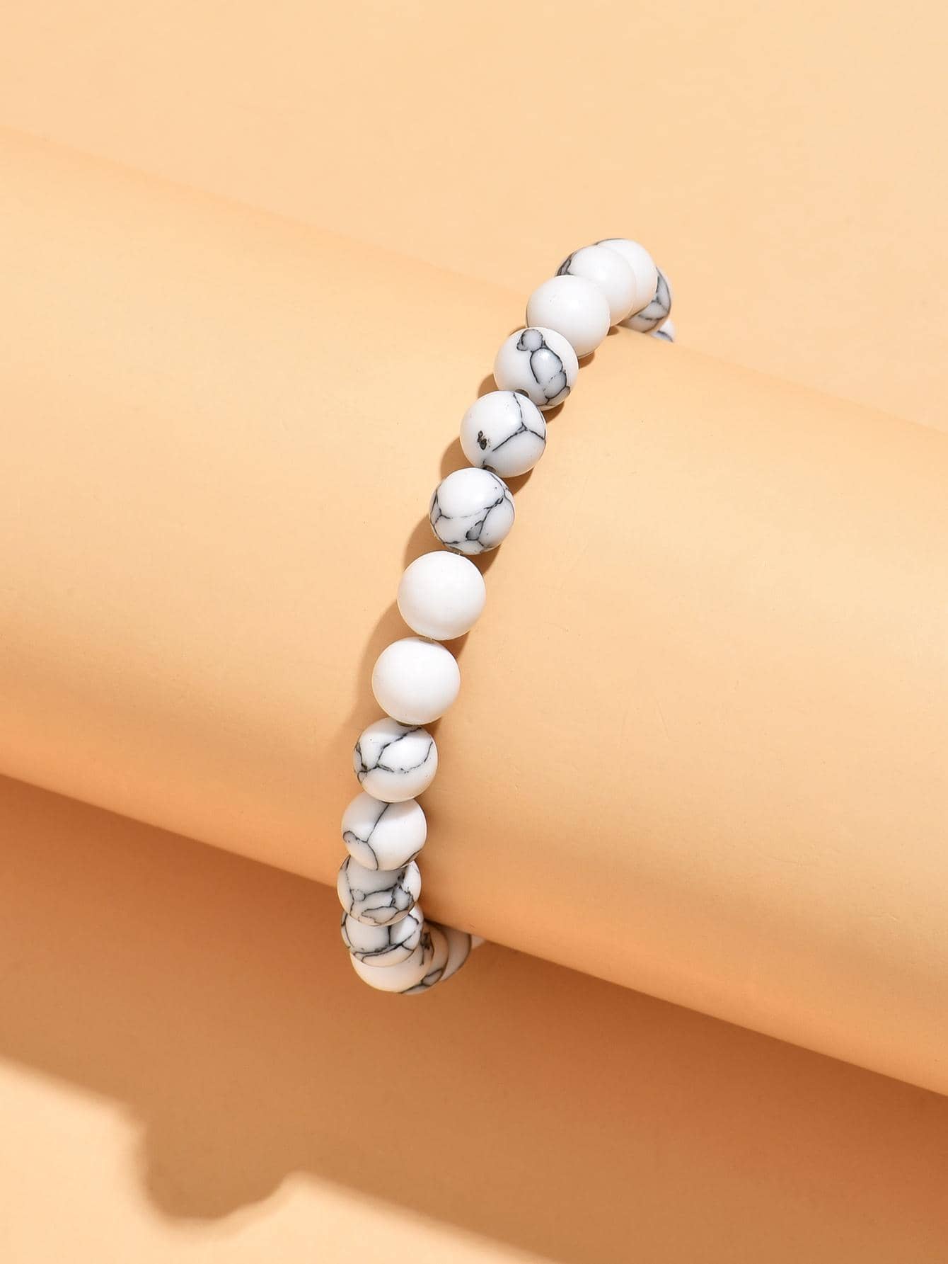 Pulsera con cuentas de piedra para la decoración diaria para una apariencia elegante - Blanco - Ver 1