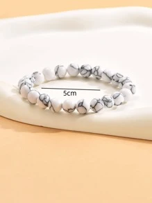 Pulsera con cuentas de piedra para la decoración diaria para una apariencia elegante - Blanco - Ver 3