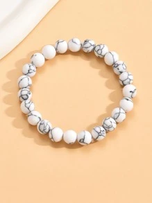 Pulsera con cuentas de piedra para la decoración diaria para una apariencia elegante - Blanco - Ver 2