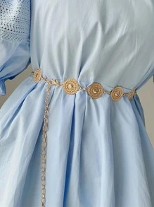 1 chiếc thắt lưng thời trang bằng kim loại rỗng dành cho nữ dùng để trang trí hàng ngày theo phong cách Boho Halloween mùa hè, trường học mùa thu, mùa thu, Halloween - Vàng - Xem 3